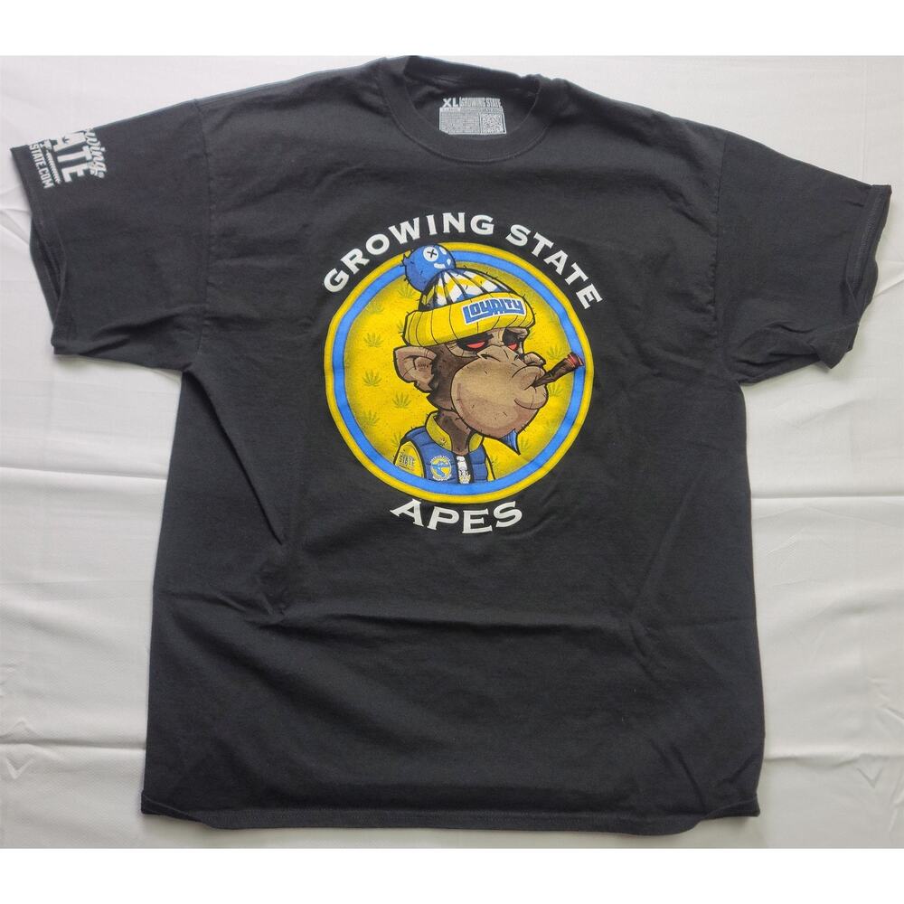 Vintage Growing State Apes T-Shirt Black Men's XL Graphic Marijuana
